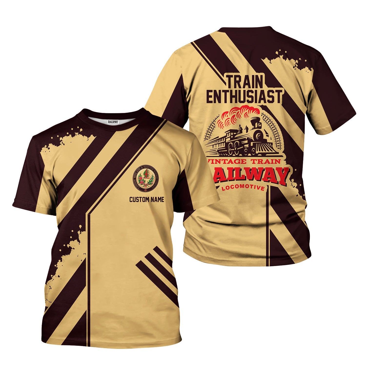 Railspirit Personalized London, Midland and Scottish Railway T-Shirt Locomotive Design Train Shirt for Train Enthusiast