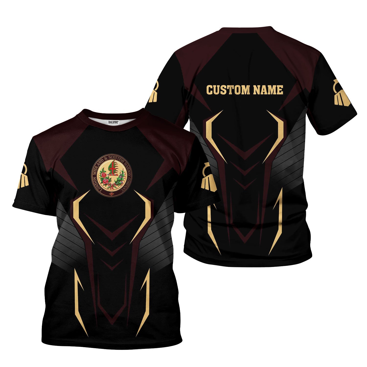 Railspirit Personalized London, Midland and Scottish Railway T-Shirt Dynamic Design Style Perfect Shirt for Train Enthusiasts