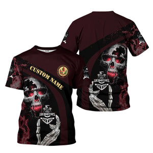 Railspirit Personalized London, Midland and Scottish Railway T-Shirt Flame Skull Design Train Shirt for Locomotive Fans