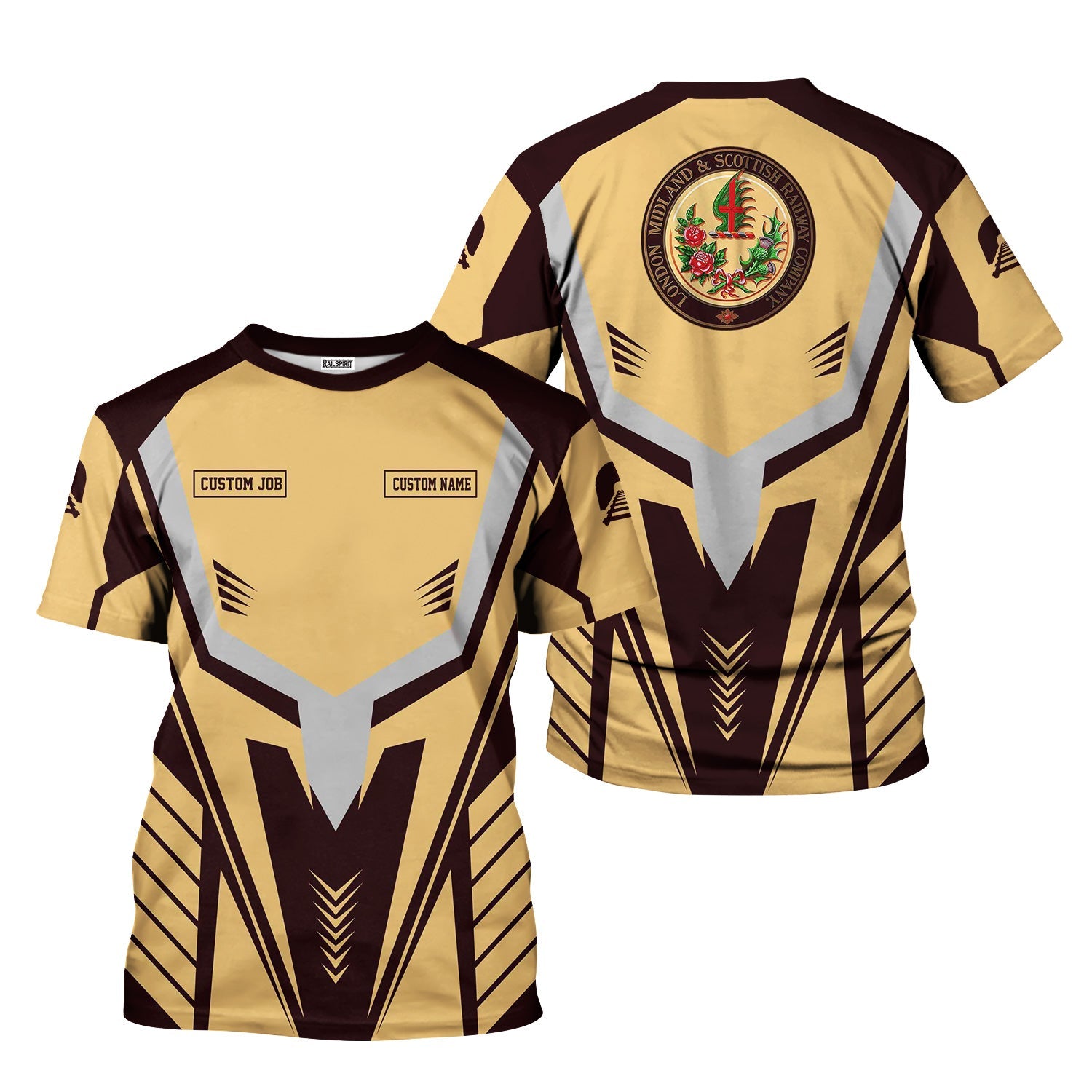 Railspirit Personalized London, Midland and Scottish Railway T-Shirt Workwear-Inspired with Custom Position Train Shirt