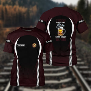 Railspirit Personalized London, Midland and Scottish Railway T Shirt Stress Is Caused By Not Having Enough Trains Shirt All Over Print