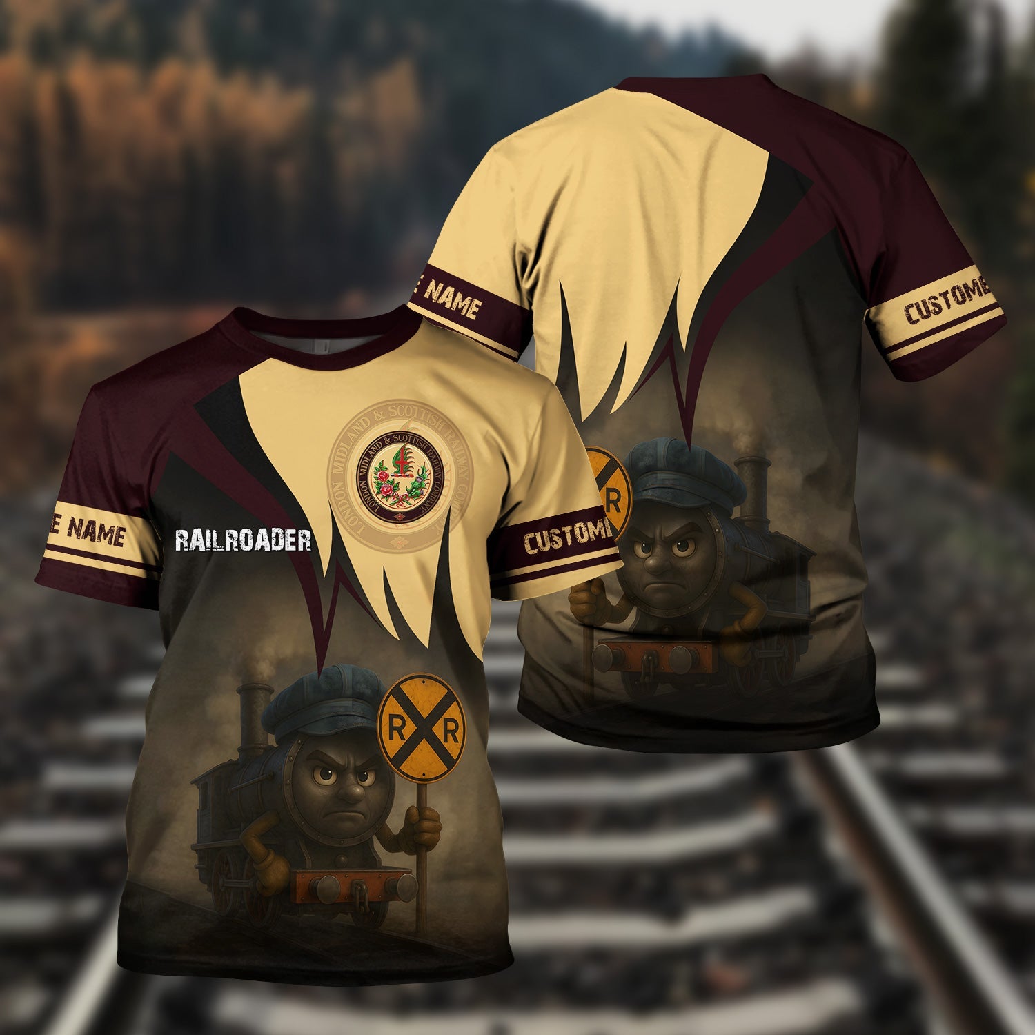 Railspirit Personalized London, Midland and Scottish Railway T-Shirt Angry Train Shirt Gift Idea For Train Lover