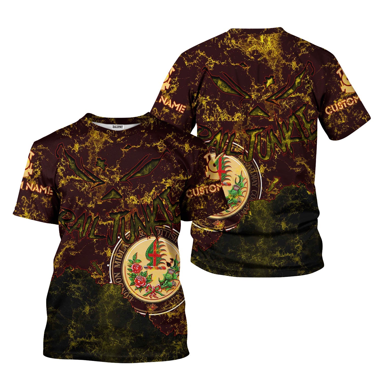 Railspirit Personalized London, Midland and Scottish Railway T-Shirt Torn Graphic Style Train Shirt For Rail Junkie