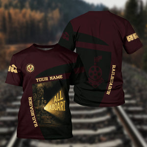 Railspirit Personalized London, Midland and Scottish Railway T-Shirt All Aboard Steam Train Movie Projector Style Shirt
