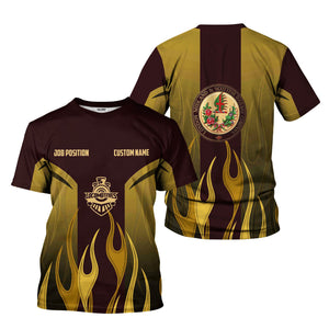 Railspirit Custom Name and Job Title London, Midland and Scottish Railway T-Shirt Flame Graphic Train Shirt