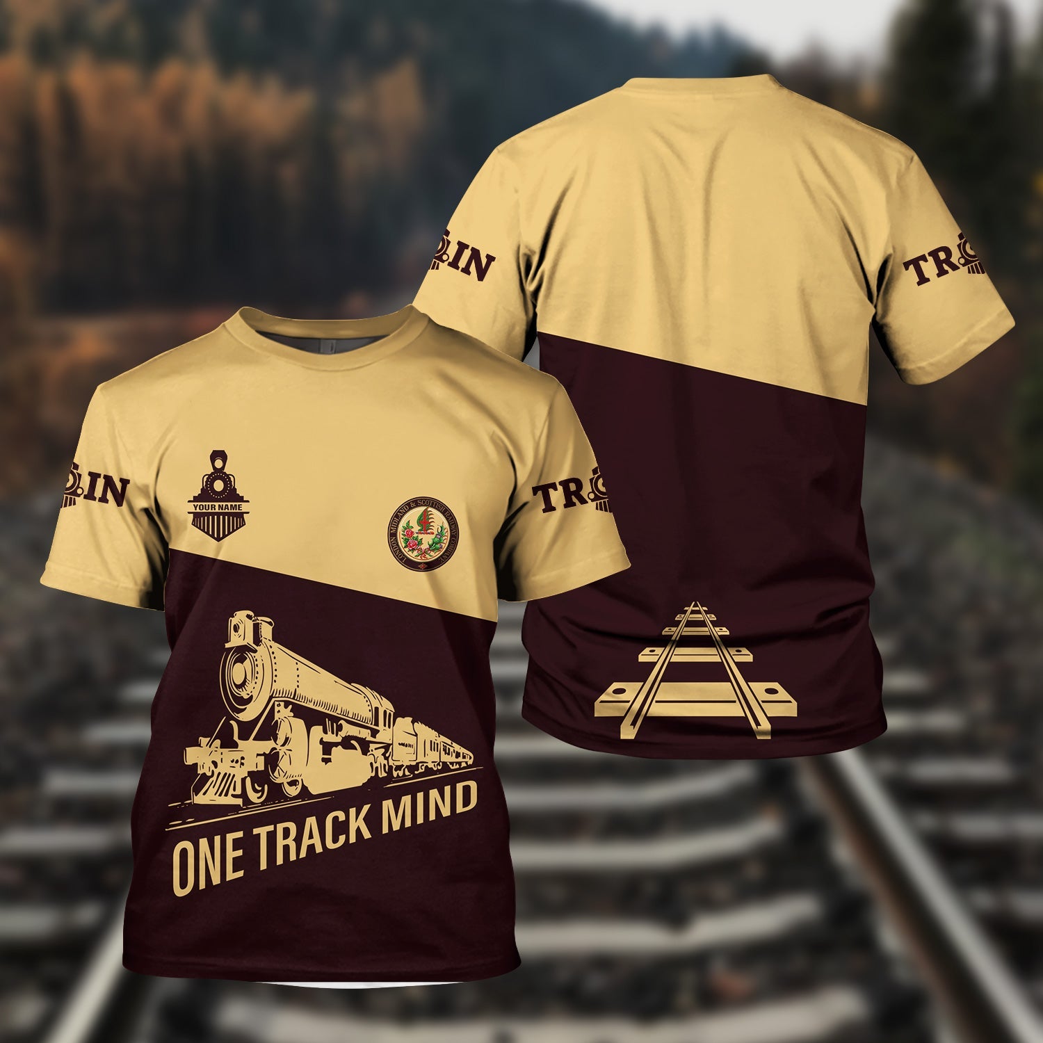 Railspirit Personalized London, Midland and Scottish Railway T Shirt One Track Mind Unisex Train Shirt Gift Idea For Train Lover