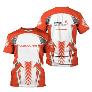 Railspirit Personalized Avanti West Coast T-Shirt Standout Style with Custom Position Train Shirt