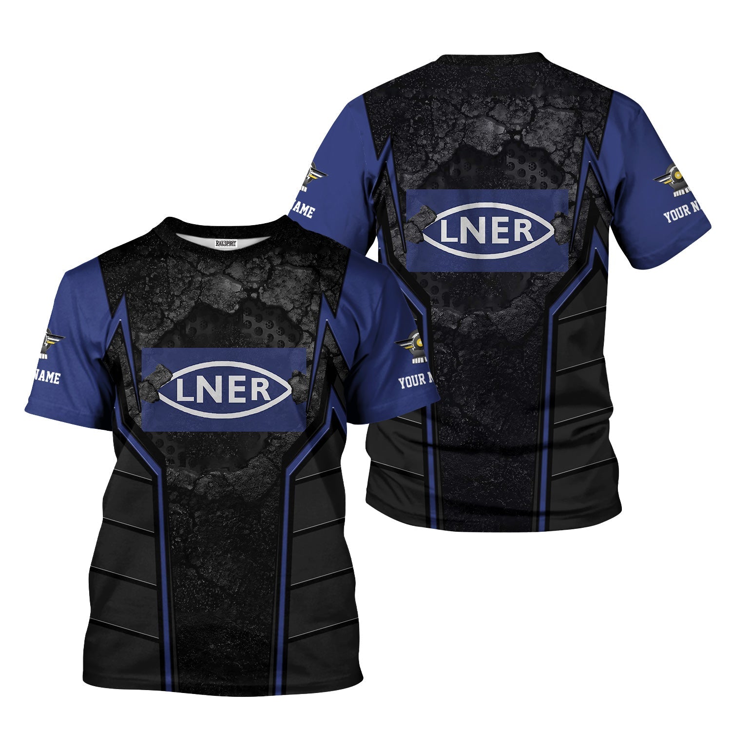 Railspirit Personalized London and North Eastern Railway T-Shirt Cracked Metal Design Train Shirt for Rail Enthusiasts