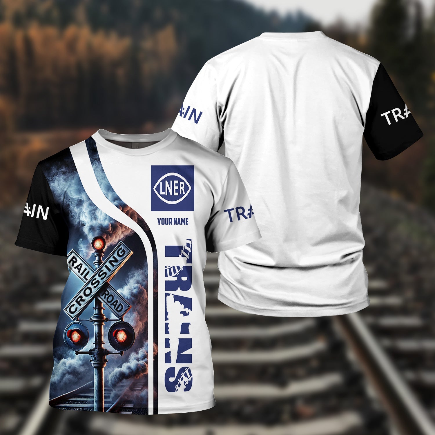 Railspirit Custom Name London and North Eastern Railway T Shirt Railroad Crossing Sign Train Shirt All Over Print