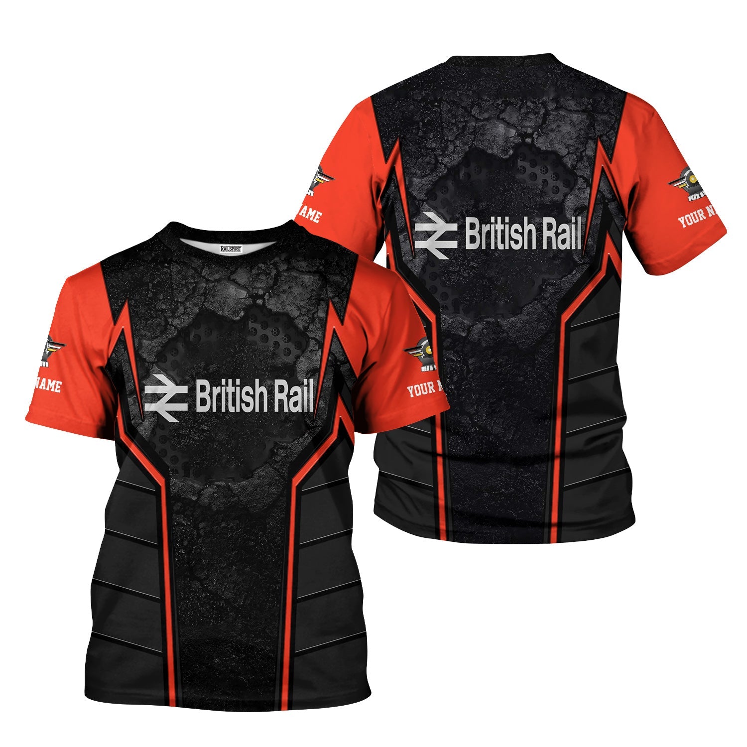 Railspirit Personalized British Railway T-Shirt Cracked Metal Design Train Shirt for Rail Enthusiasts