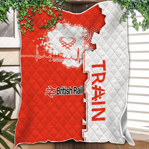 Railspirit British Railway Premium Quilts Engine Heartbeat and Track Love Style Quilts Gift Idea For Train Lovers