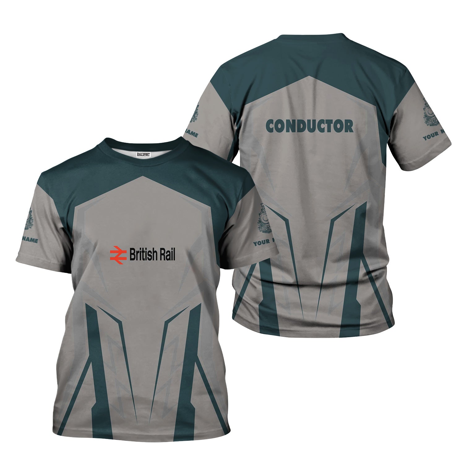 Railspirit Personalized British Railway T-Shirt Futuristic Design with Custom Job Train Shirt