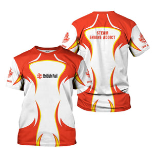 Railspirit Personalized British Railway T-Shirt Distinctive Flame Style Shirt For Steam Engine Addict