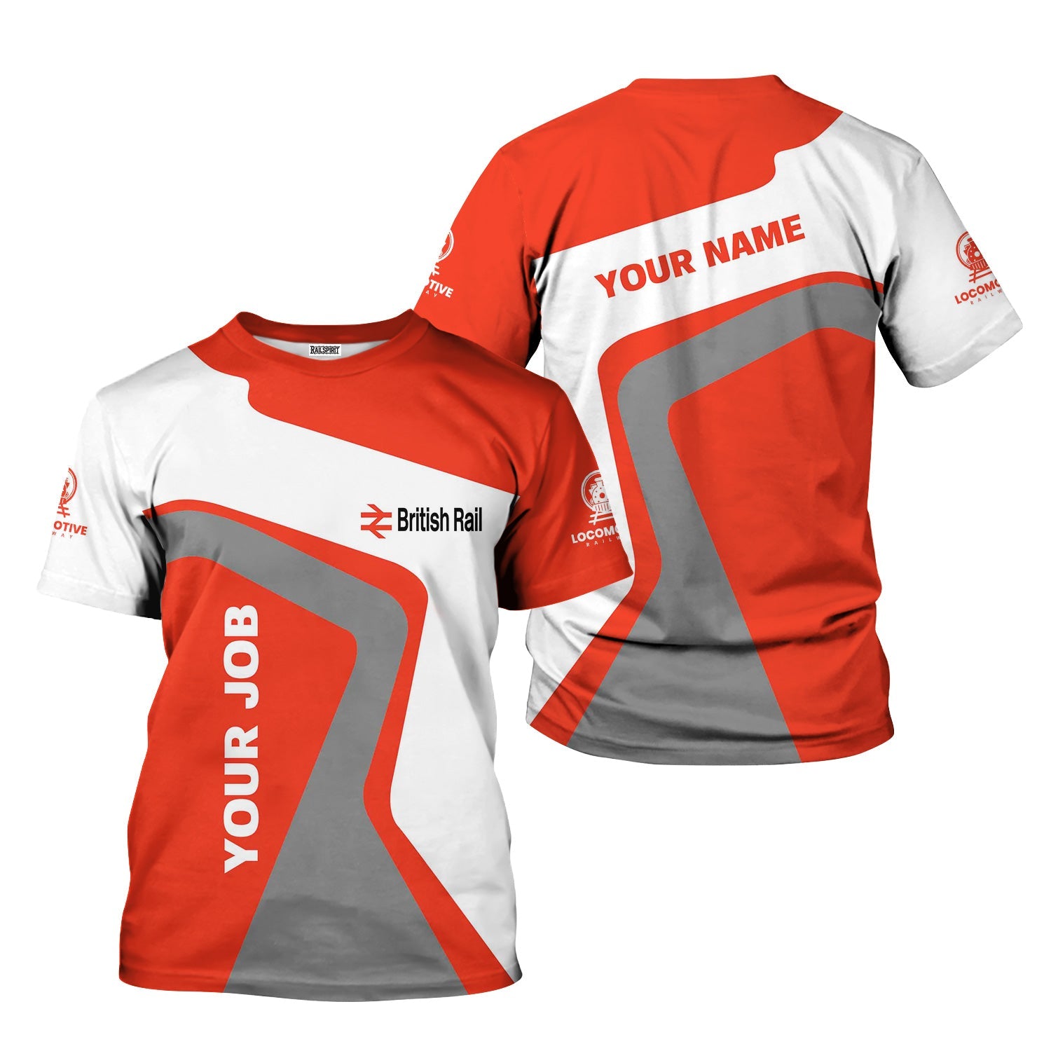 Railspirit Personalized British Railway T-Shirt Unique Design with Custom Job Position Train Shirt