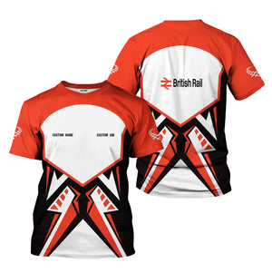Railspirit Personalized British Railway T-Shirt Vibriant Style with Custom Position Train Shirt