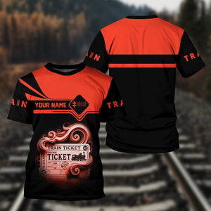 Railspirit Personalized British Railway T Shirt Train Ticket Locomotive Printed Train