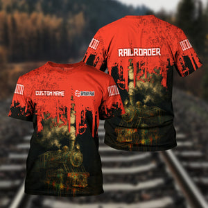 Railspirit Personalized British Railway T-Shirt Vintage Train Art Style Shirt For Locomotive Fans