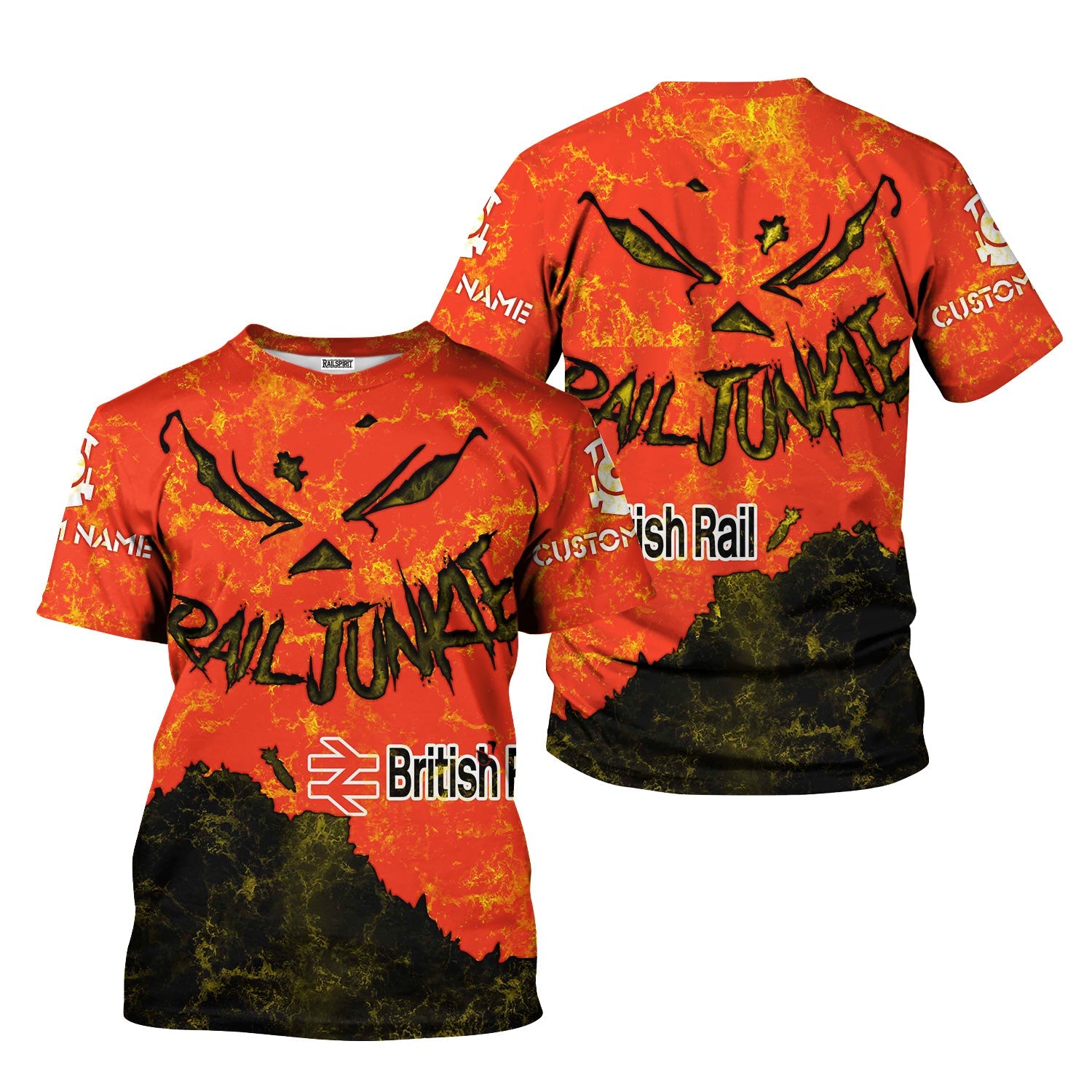 Railspirit Personalized British Railway T-Shirt Torn Graphic Style Train Shirt For Rail Junkie