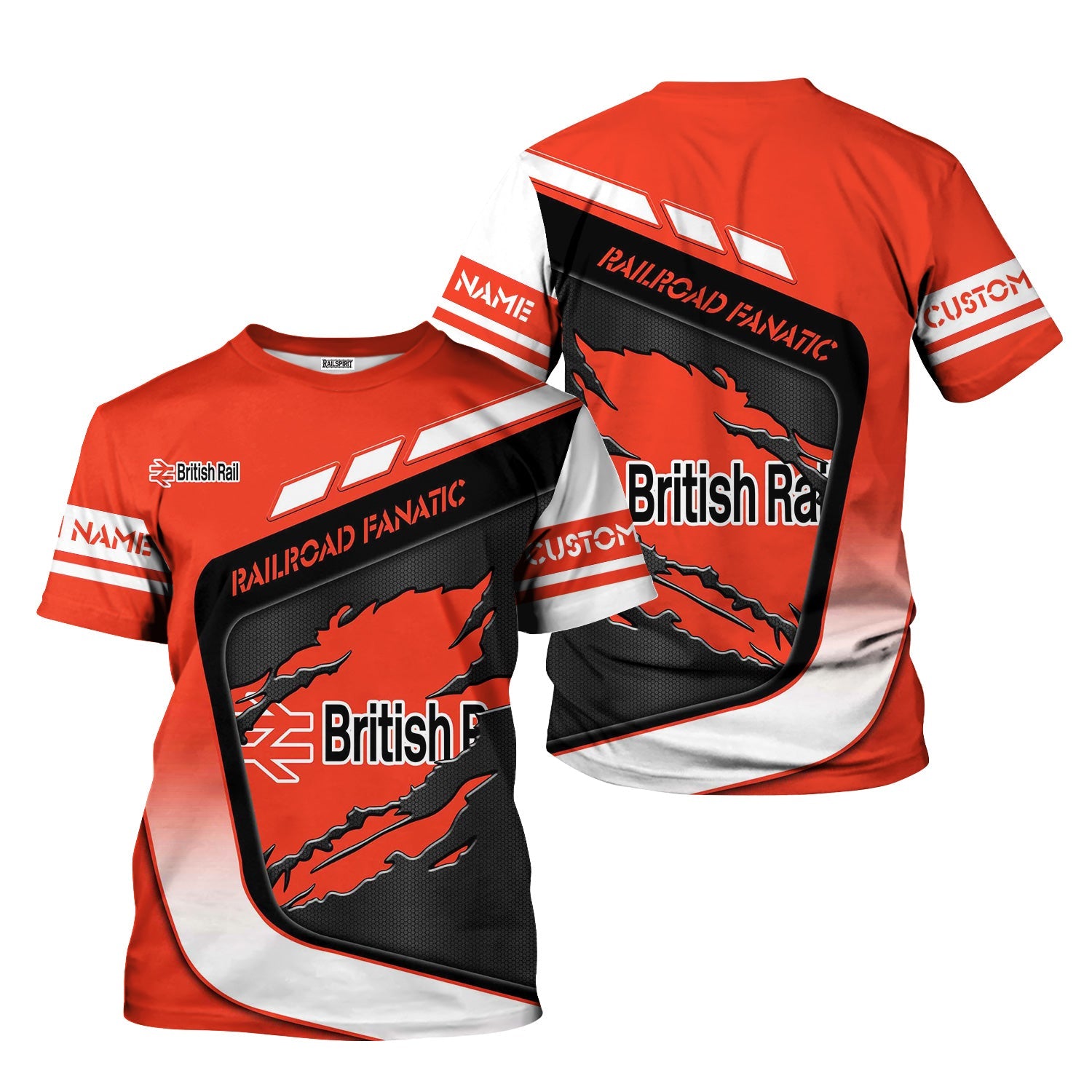 Railspirit Personalized British Railway T-Shirt Ripped Texture Style Train Shirt For Railroad Fanatic