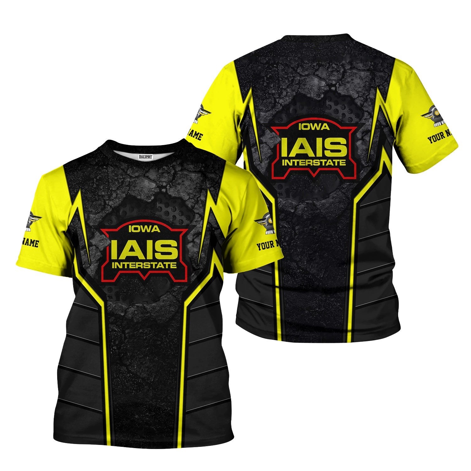 Railspirit Personalized Iowa Interstate Railroad T-Shirt Cracked Metal Design IAIS Train Shirt for Rail Enthusiasts