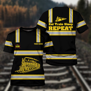 Railspirit Custom Name Iowa Interstate Railroad T Shirt Eat Train Sleep Repeat IAIS Printed Train Shirt