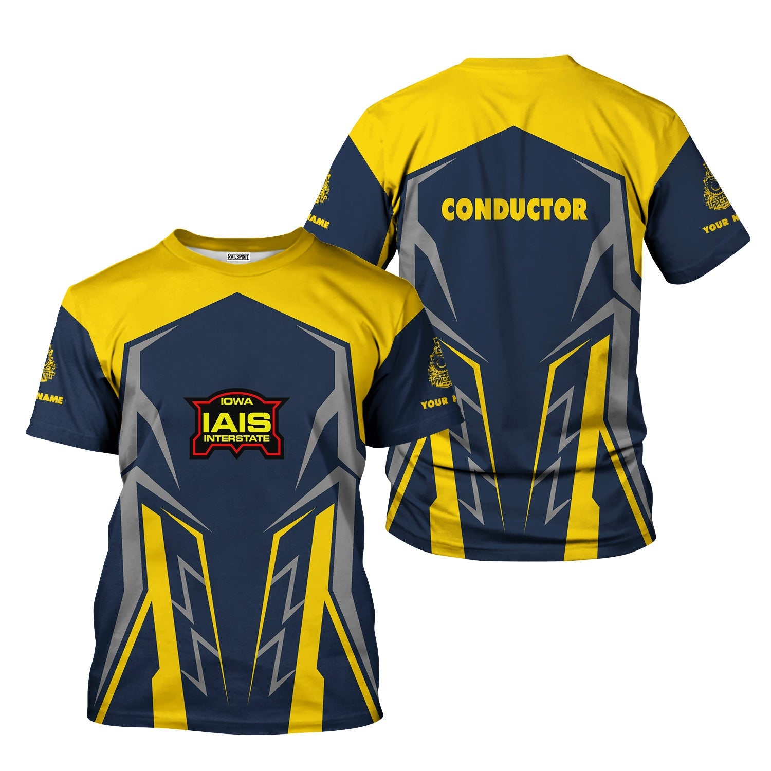 Railspirit Personalized Iowa Interstate Railroad T-Shirt Futuristic Design with Custom Job IAIS Train Shirt