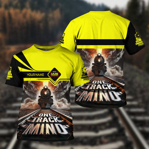 Railspirit Personalized Iowa Interstate Railroad T Shirt One Track Mind IAIS Train Printed Shirt