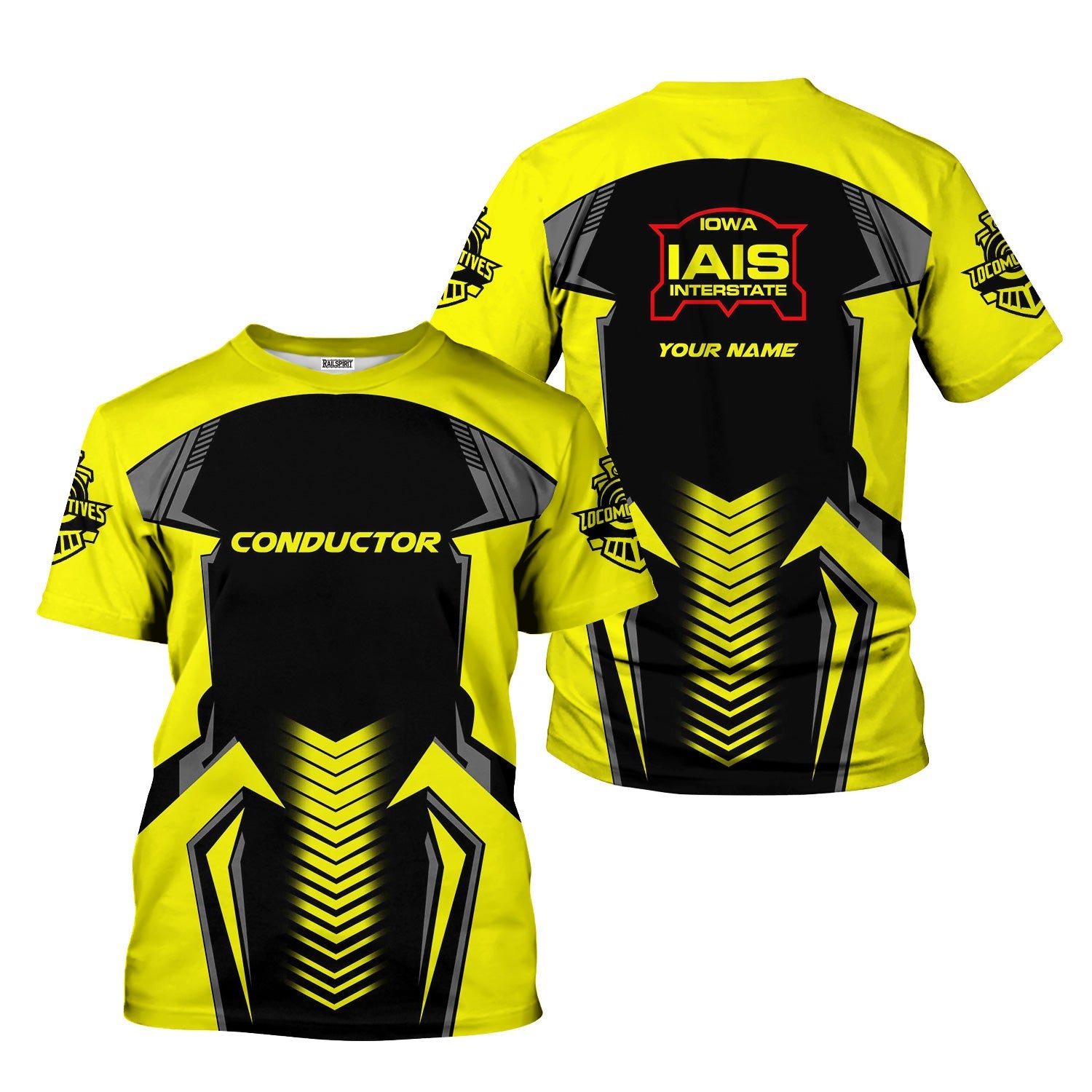 Railspirit Personalized Iowa Interstate Railroad T-Shirt Standout Style with Custom Position IAIS Train Shirt