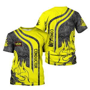 Railspirit Personalized Iowa Interstate Railroad T-Shirt Flame Design with Custom Job Position IAIS Train Shirt