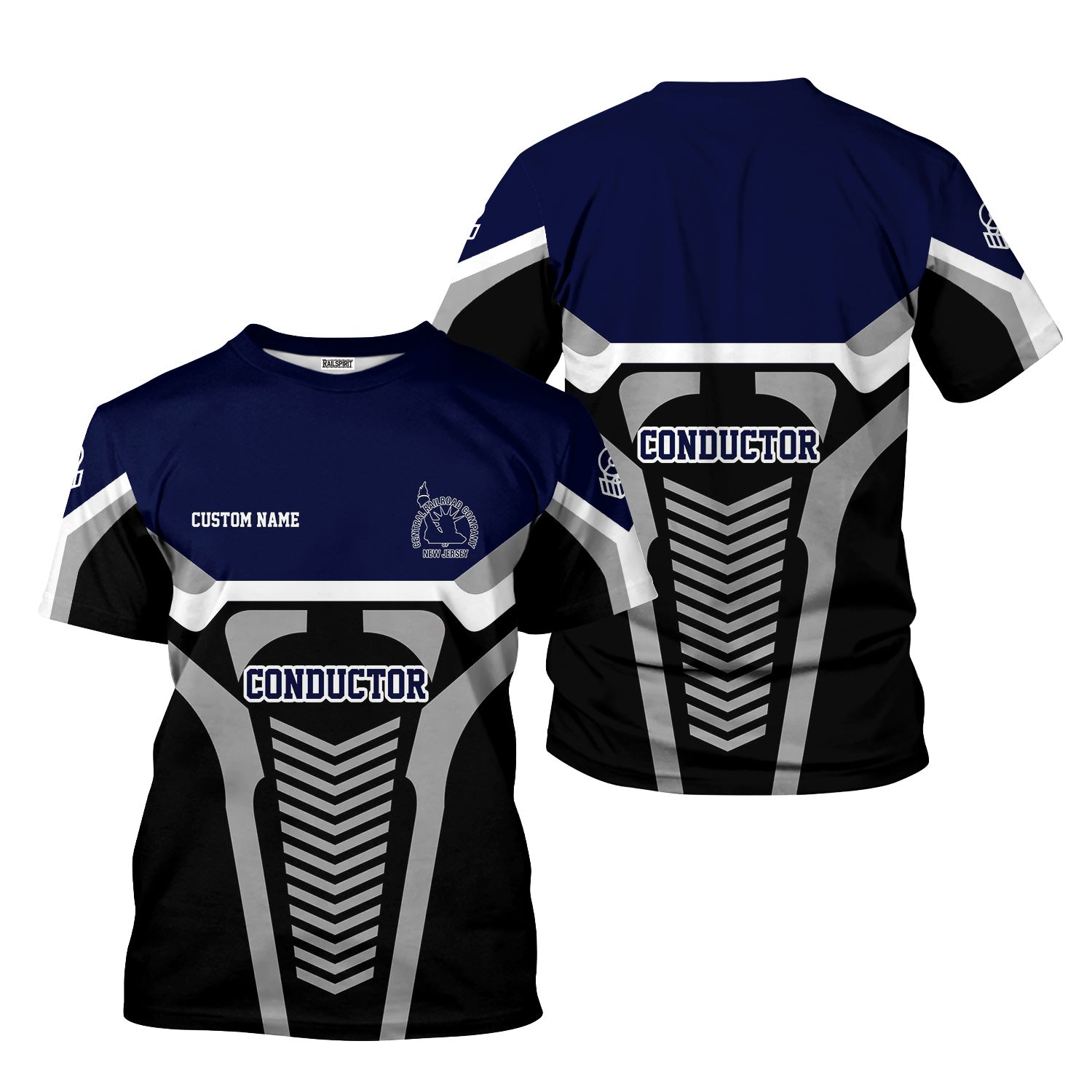 Railspirit Personalized Jersey Central Railroad T-Shirt Track-Inspired with Custom Job Position CNJ Train Shirt