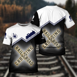 Railspirit Personalized CNJ Jersey Central Railroad T Shirt Railroad Crossing Printed Train Track Shirt