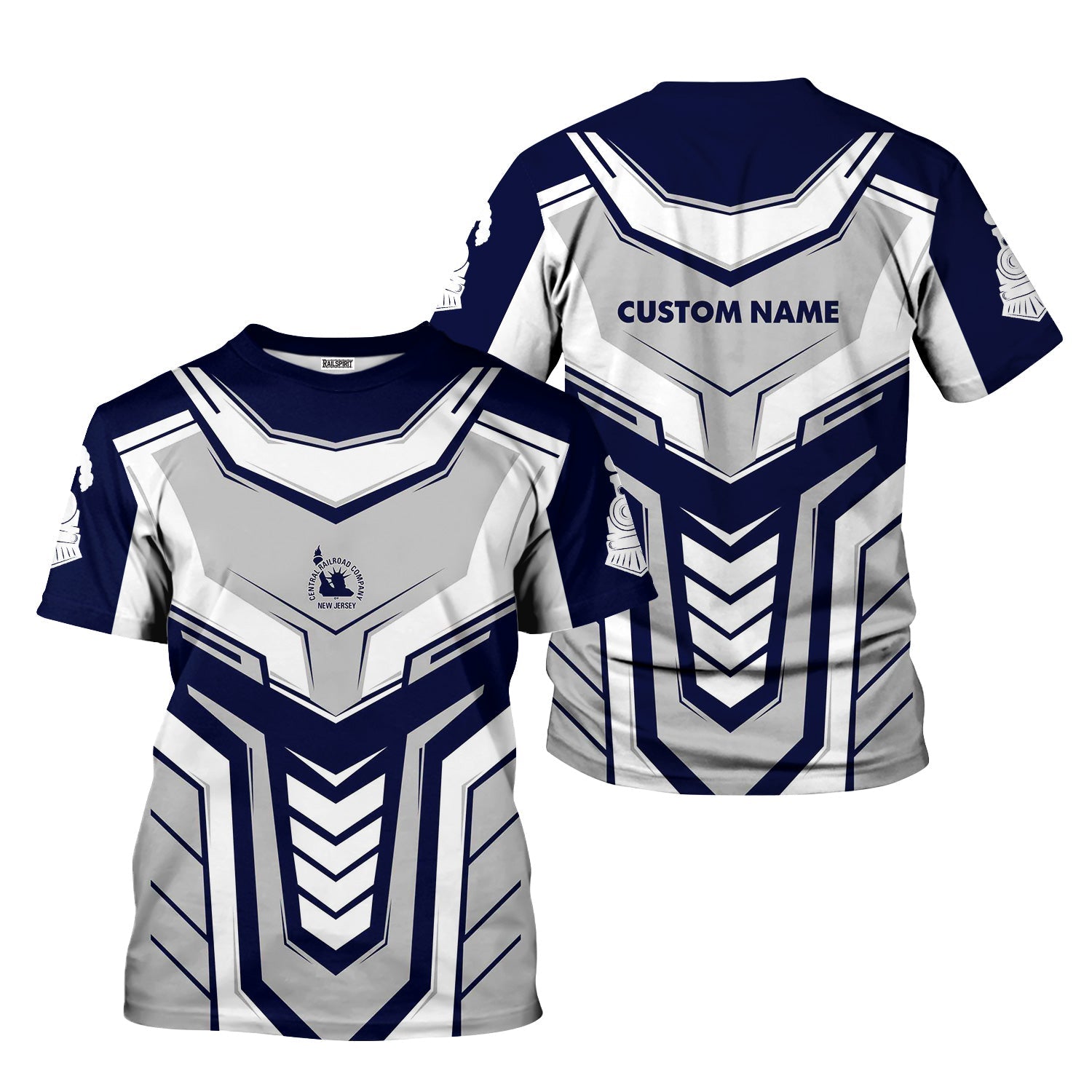 Railspirit Personalized Jersey Central Railroad T-Shirt Armor-Inspired Design CNJ Train Shirt All Over Print