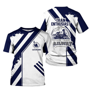 Railspirit Personalized Jersey Central Railroad T-Shirt Locomotive Design CNJ Train Shirt for Train Enthusiast