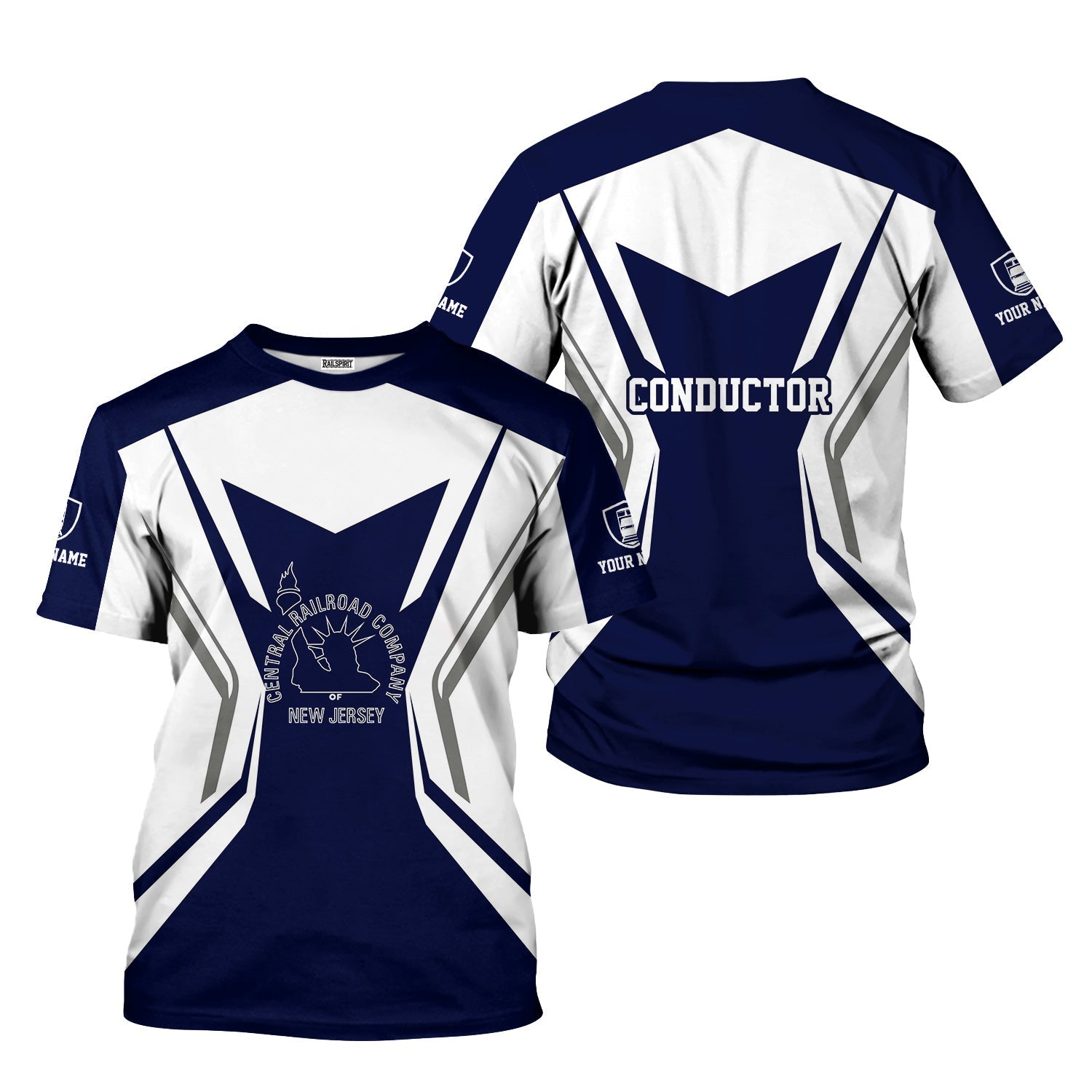 Railspirit Personalized Jersey Central Railroad T-Shirt Unique Style with Custom Job CNJ Train Shirt