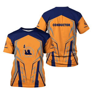 Railspirit Personalized Jersey Central Railroad T-Shirt Futuristic Design with Custom Job CNJ Train Shirt