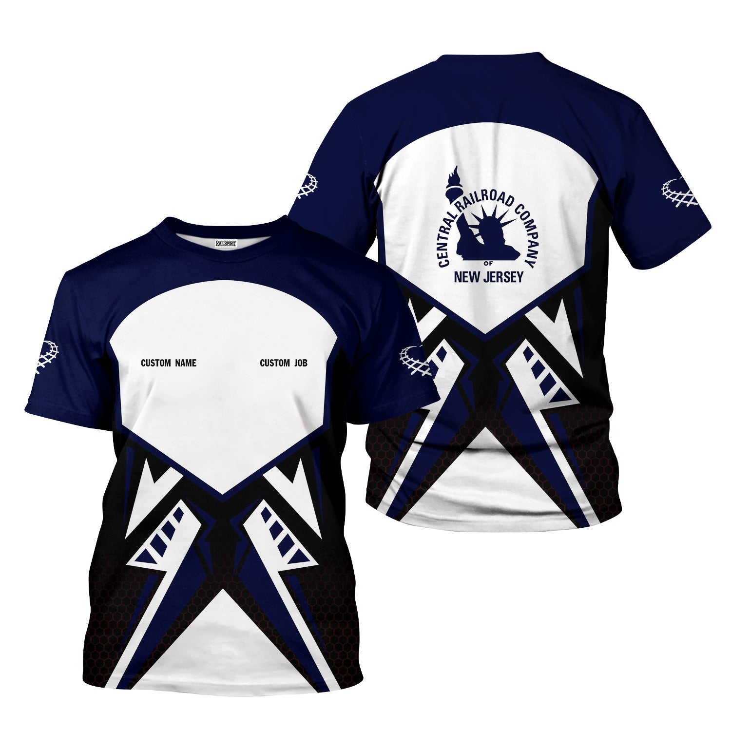 Railspirit Personalized Jersey Central Railroad T-Shirt Vibriant Style with Custom Position CNJ Train Shirt