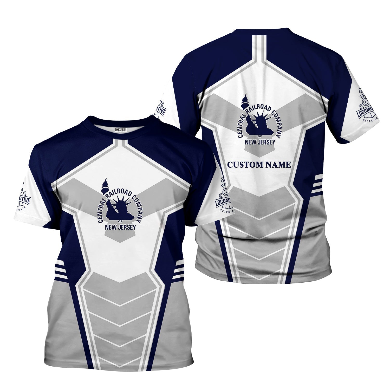 Railspirit Personalized Jersey Central Railroad T-Shirt Engine-Inspired Style CNJ Train Shirt for Railroad Fanatic