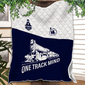 Railspirit Personalized Jersey Central Railroad Premium Quilt One Track Mind Train Premium Quilt Gift Idea For Train Lover