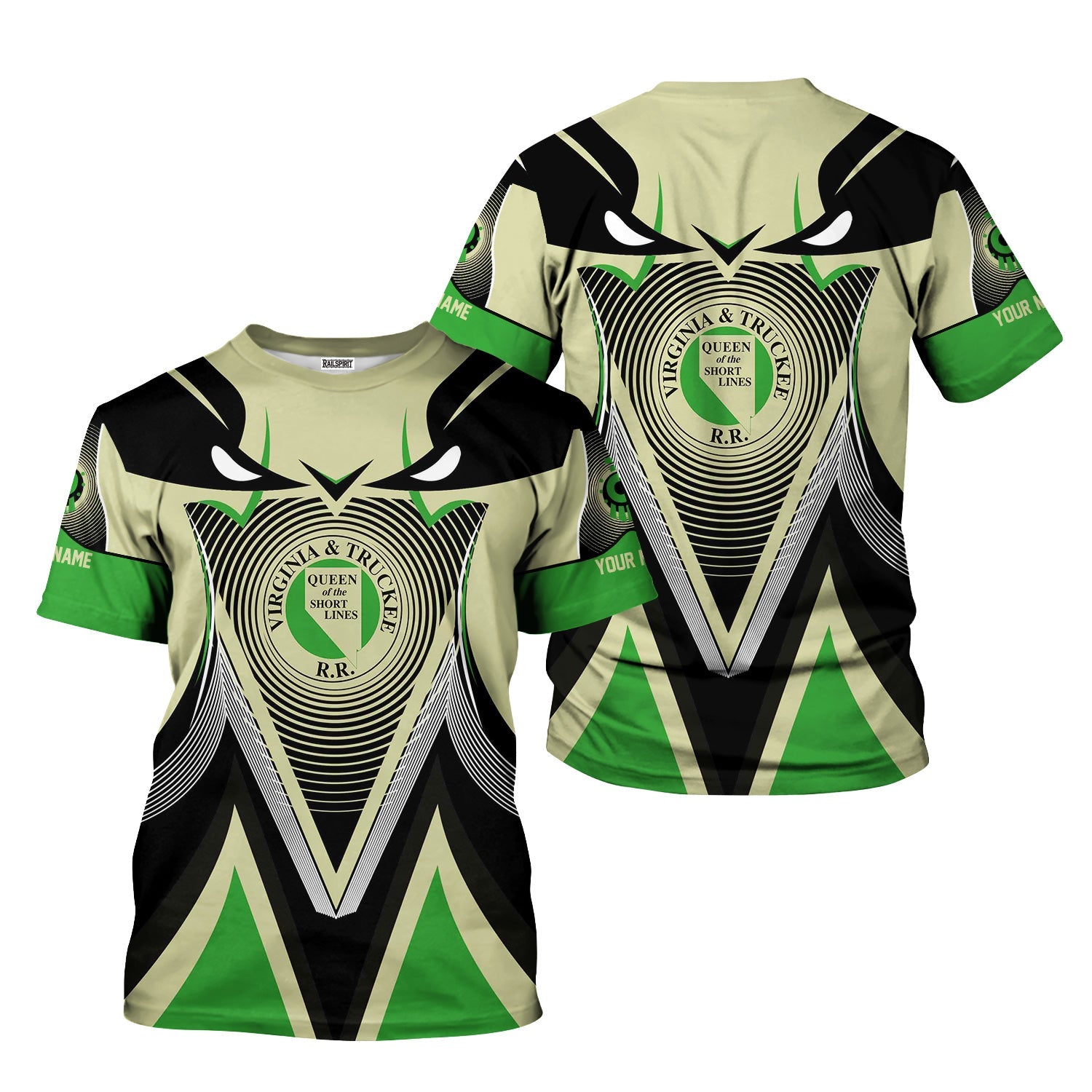 Railspirit Personalized Virginia & Truckee Railroad T-Shirt Vibrant Graphic Pattern Shirt For Train Enthusiasts