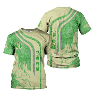 Railspirit Personalized Virginia & Truckee Railroad T-Shirt Flame Design with Custom Job Position Train Shirt