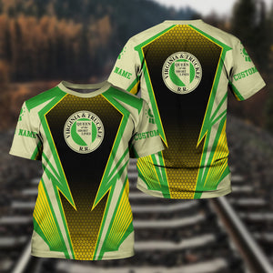 Railspirit Personalized Virginia & Truckee Railroad T-Shirt Lightning Graphic Style Shirt Gift Idea For Train Lover