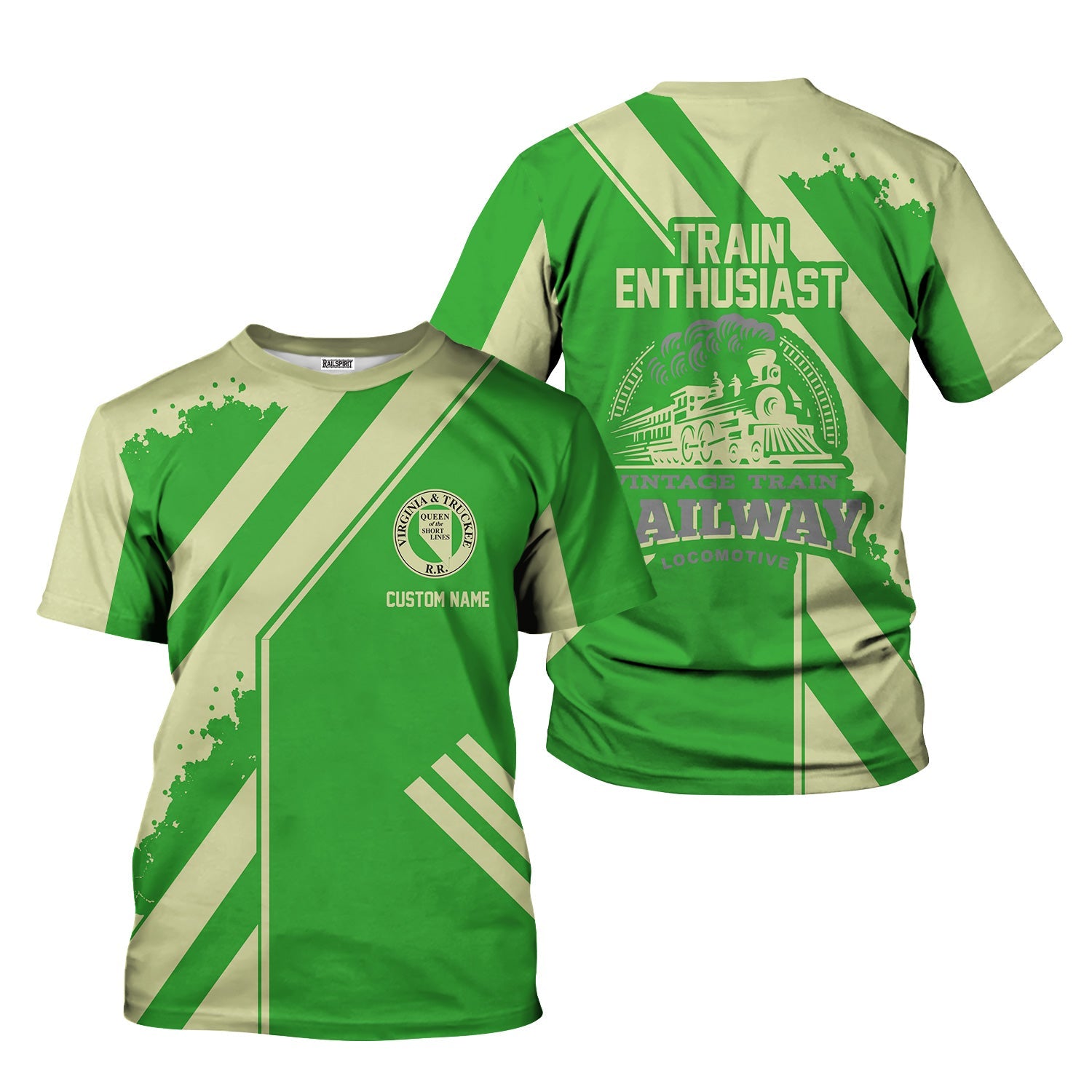 Railspirit Personalized Virginia & Truckee Railroad T-Shirt Locomotive Design Train Shirt for Train Enthusiast