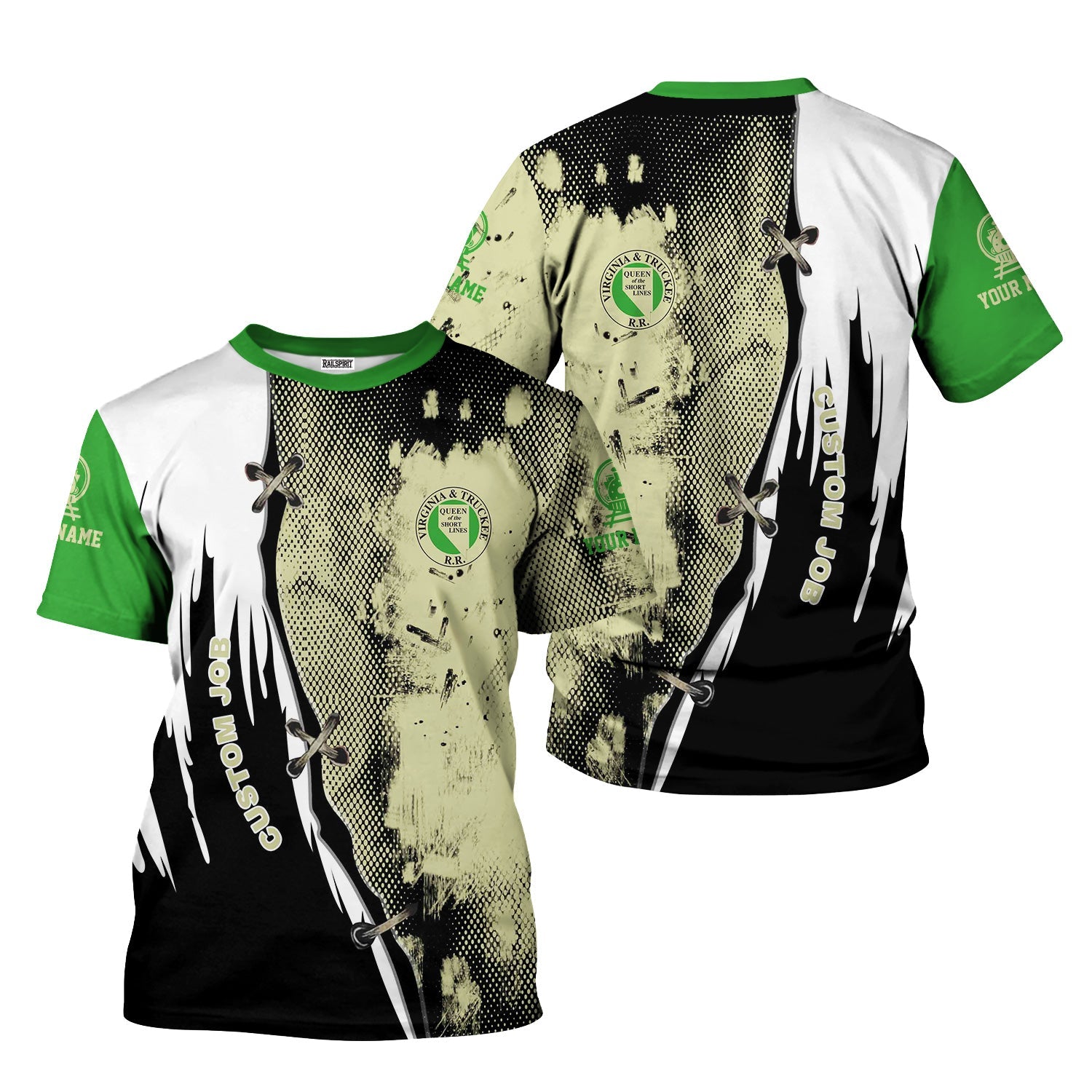 Railspirit Personalized Virginia & Truckee Railroad T-Shirt Retro Stitches Design with Custom Position Train Shirt