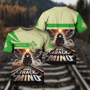 Railspirit Personalized Virginia & Truckee Railroad T Shirt One Track Mind Train Printed Shirt