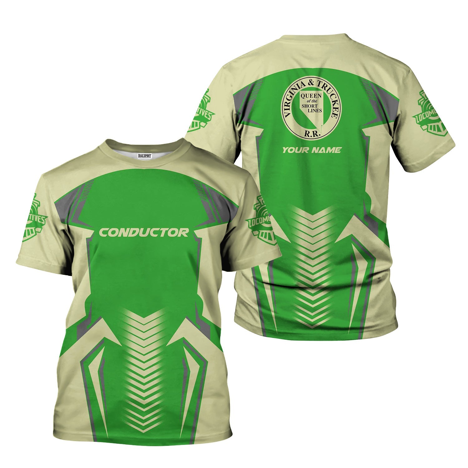 Railspirit Personalized Virginia & Truckee Railroad T-Shirt Standout Style with Custom Position Train Shirt