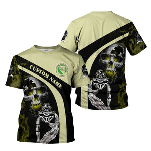 Railspirit Personalized Virginia & Truckee Railroad T-Shirt Flame Skull Design Train Shirt for Locomotive Fans