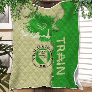 Railspirit Virginia & Truckee Railroad Premium Quilts Engine Heartbeat and Track Love Style Quilts Gift Idea For Train Lovers