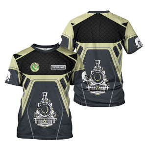 Railspirit Personalized Virginia & Truckee Railroad T-Shirt Steam Locomotive Engine Graphic Train Shirt All Over Print