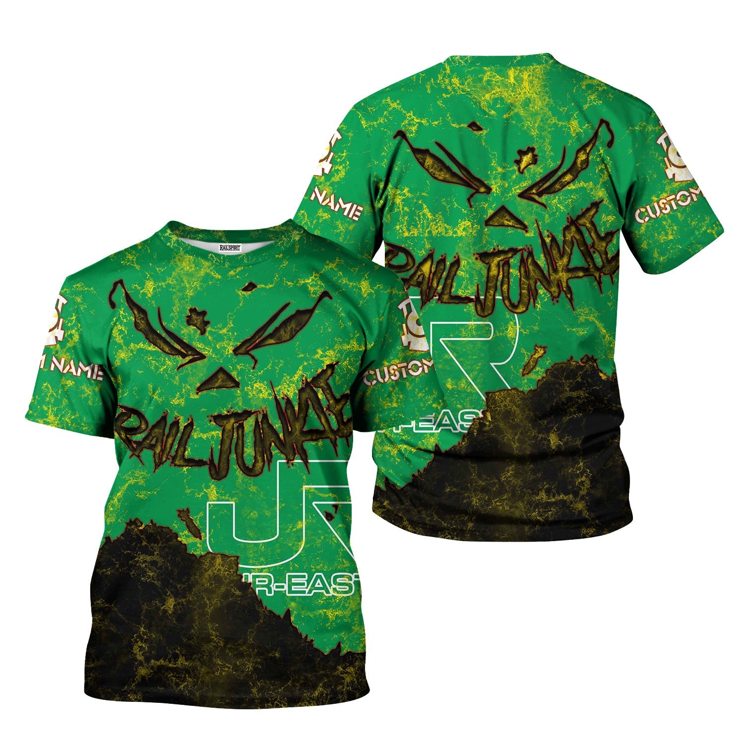 Railspirit Personalized East Japan Railway T-Shirt Torn Graphic Style JR-EAST Train Shirt For Rail Junkie