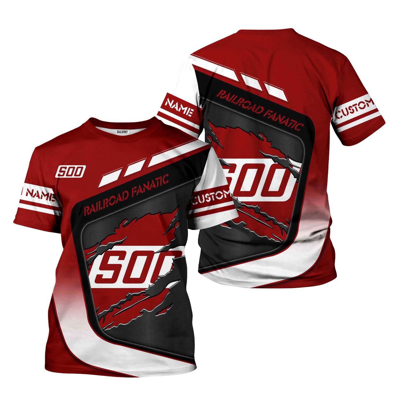 Railspirit Personalized Soo Line Railroad T-Shirt Ripped Texture Style Train Shirt For Railroad Fanatic